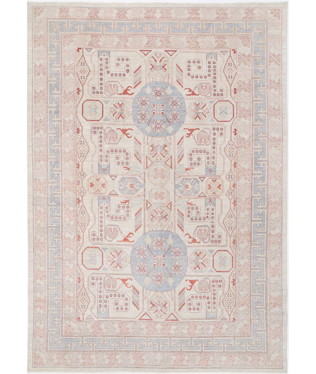 Khotan 9'9'' X 13'10'' Hand-Knotted Wool Rug 9'9'' x 13'10'' (293 X 415) / Ivory / Blue