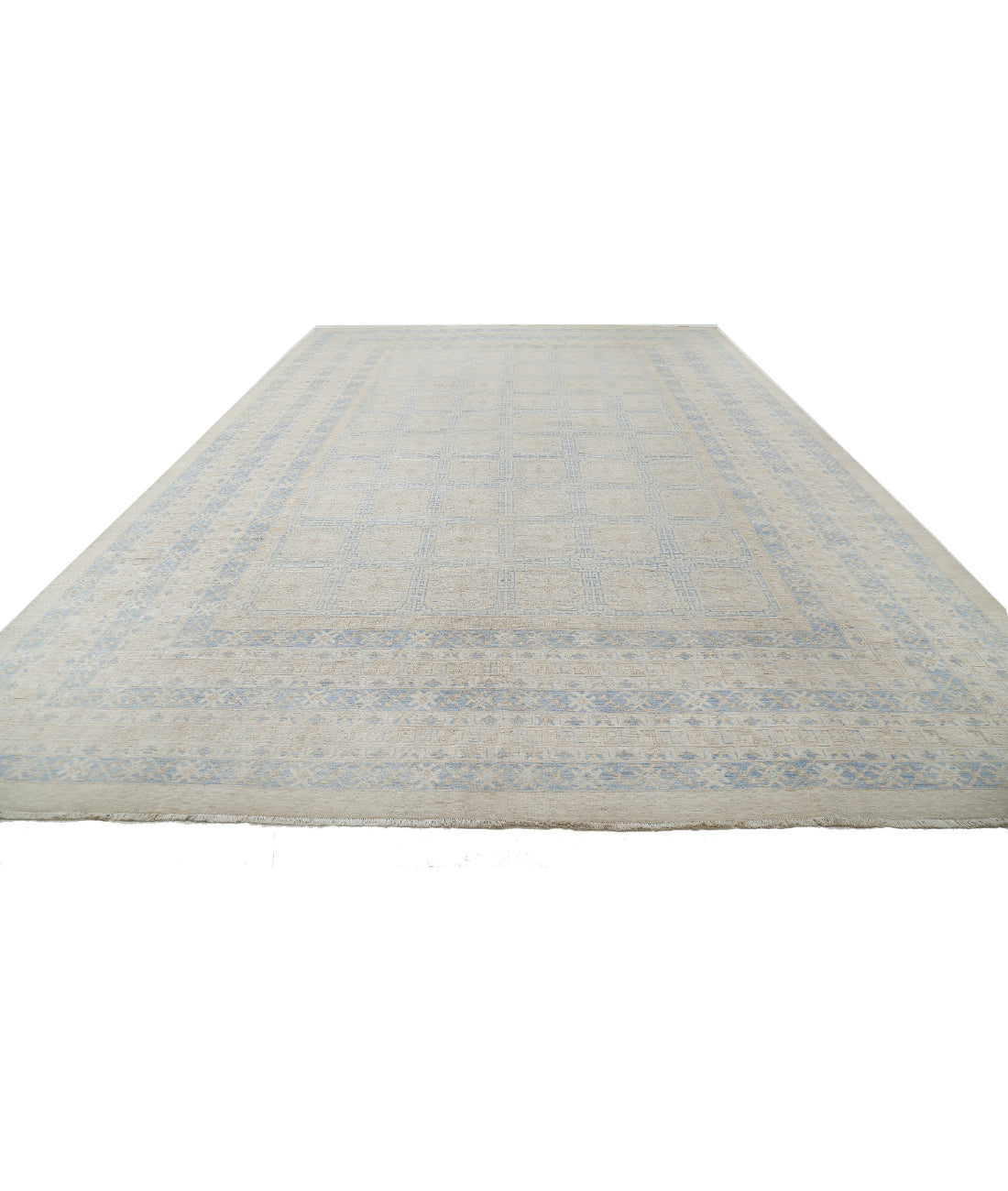 Khotan 12'3'' X 17'9'' Hand-Knotted Wool Rug 12'3'' x 17'9'' (368 X 533) / Silver / Blue