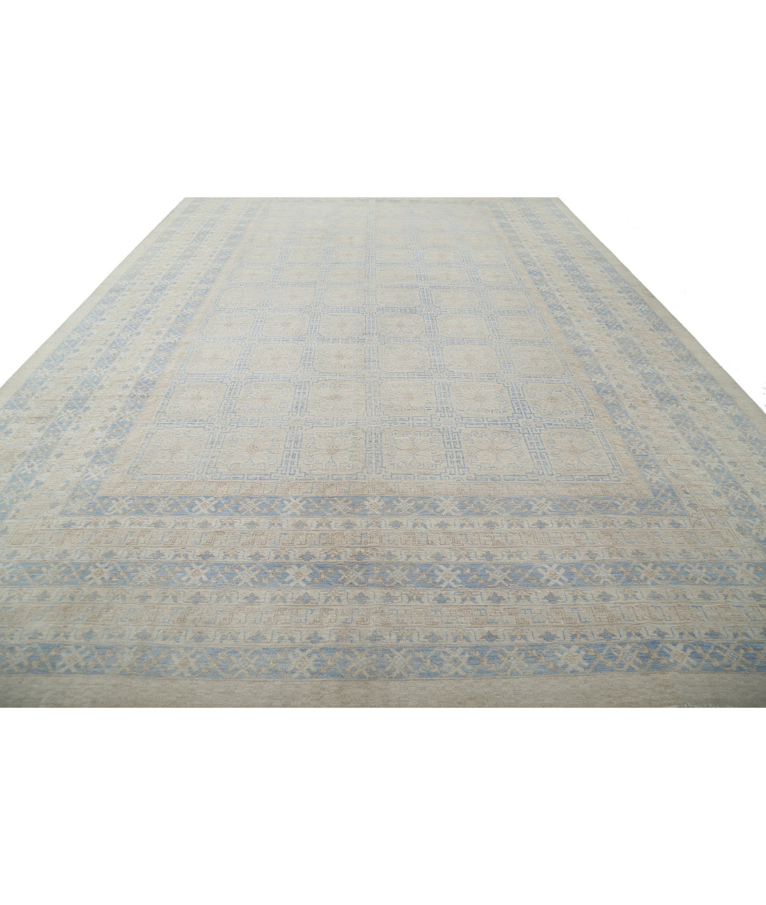 Khotan 12'3'' X 17'9'' Hand-Knotted Wool Rug 12'3'' x 17'9'' (368 X 533) / Silver / Blue