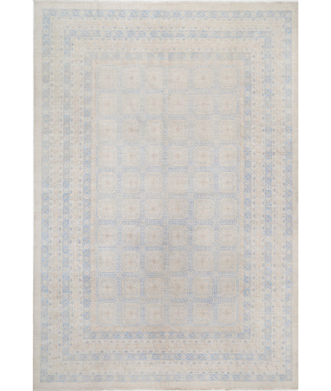 Khotan 12'3'' X 17'9'' Hand-Knotted Wool Rug 12'3'' x 17'9'' (368 X 533) / Silver / Blue