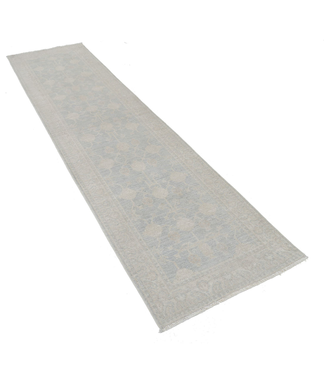 Khotan 2'5'' X 9'11'' Hand-Knotted Wool Rug 2'5'' x 9'11'' (73 X 298) / Grey / Ivory