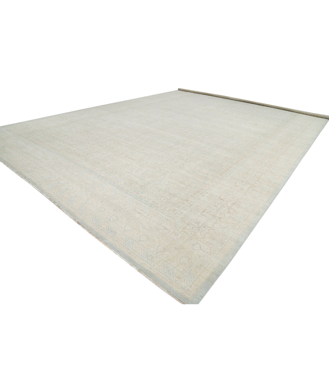 Khotan 15'4'' X 23'0'' Hand-Knotted Wool Rug 15'4'' x 23'0'' (460 X 690) / Green / Ivory