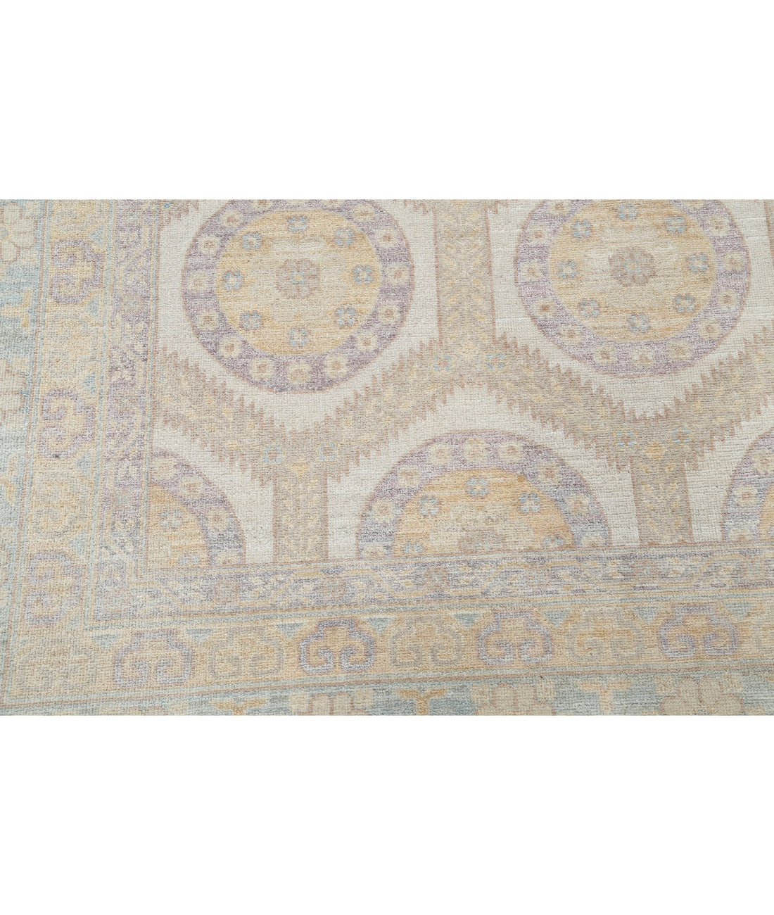 Khotan 8'0'' X 9'10'' Hand-Knotted Wool Rug 8'0'' x 9'10'' (240 X 295) / Ivory / Blue
