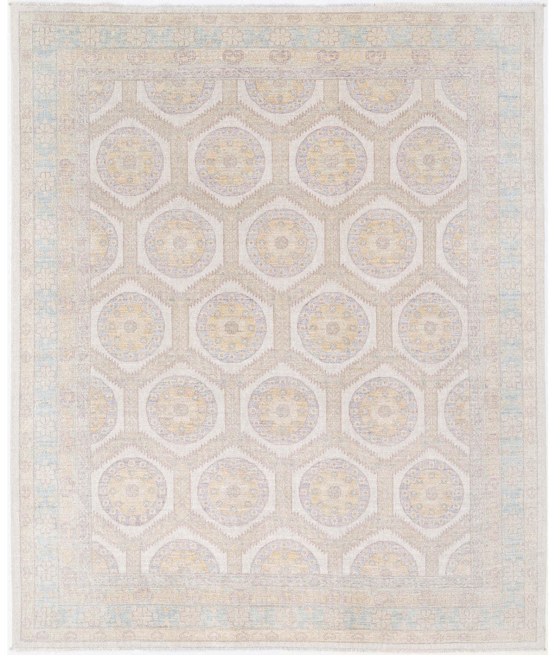 Khotan 8'0'' X 9'10'' Hand-Knotted Wool Rug 8'0'' x 9'10'' (240 X 295) / Ivory / Blue