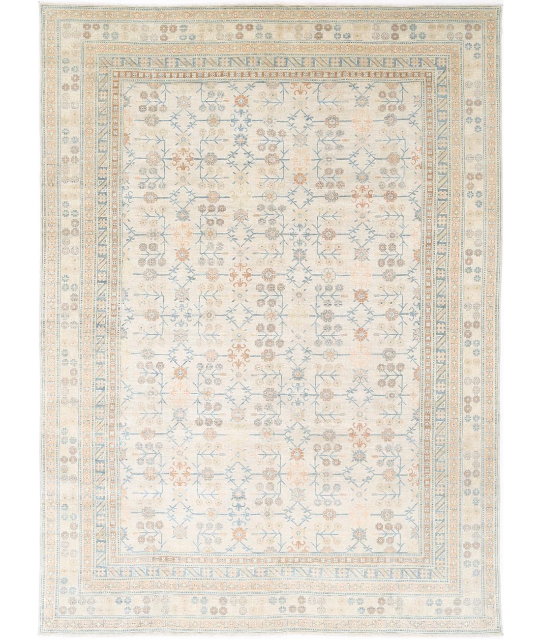Khotan 10' 2" X 14' 1" Hand-Knotted Wool Rug 10' 2" X 14' 1" (310 X 429) / Ivory / Blue