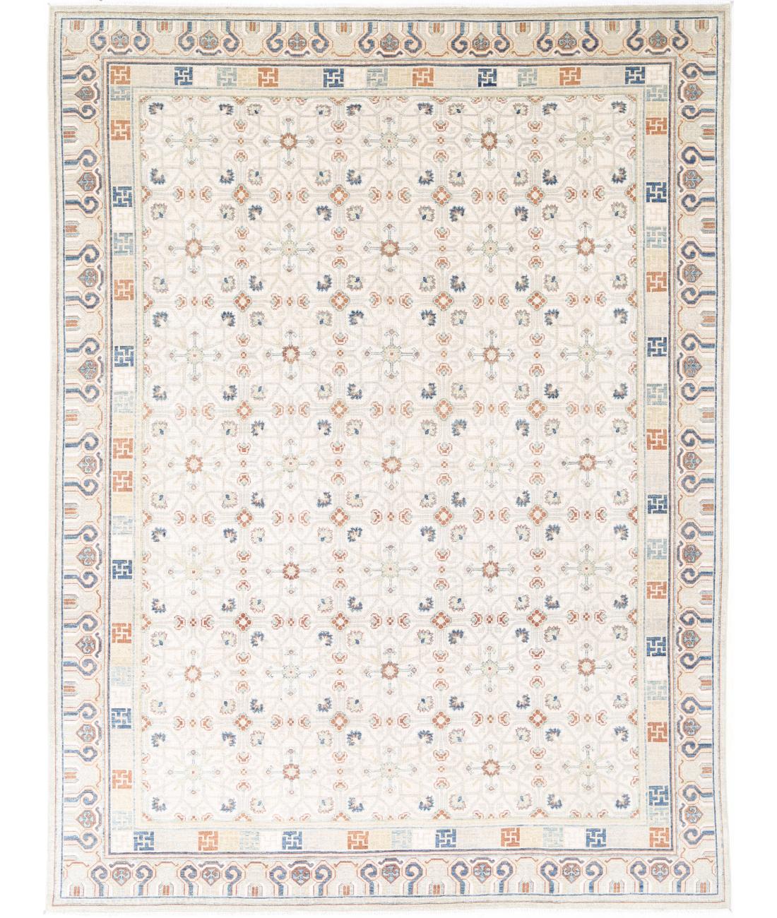 Khotan 9' 1" X 12' 7" Hand-Knotted Wool Rug 9' 1" X 12' 7" (277 X 384) / Grey / Blue