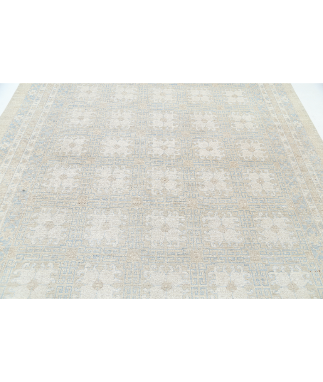 Hand Knotted Khotan Wool Rug 7' 10" X 10' 3" 7' 10" X 10' 3" (239 X 312) / Ivory / Brown