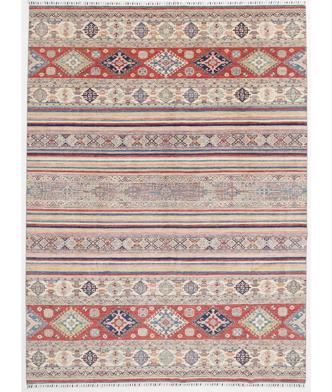 Hand Knotted Khurjeen Wool Rug 9' 8" X 13' 0" 9' 8" X 13' 0" (295 X 396) / Ivory / Red