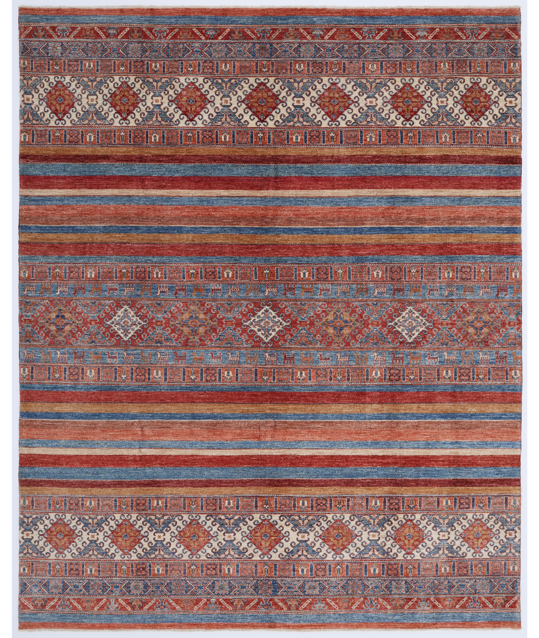 Hand Knotted Khurjeen Wool Rug 8' 11" X 11' 0" 8' 11" X 11' 0" (272 X 335) / Red / Blue
