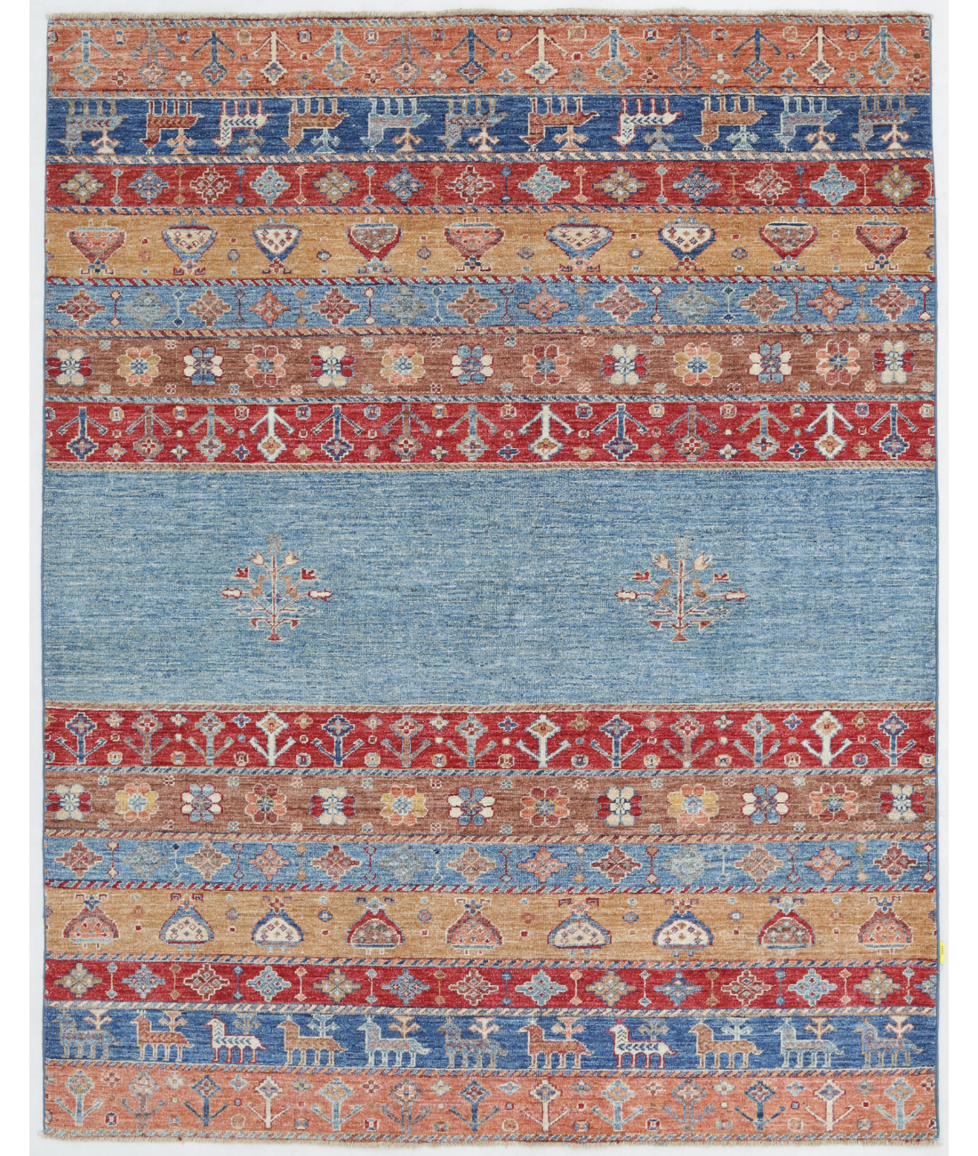 Hand Knotted Khurjeen Wool Rug 5' 1" X 6' 7" 5' 1" X 6' 7" (155 X 201) / Multi / Blue