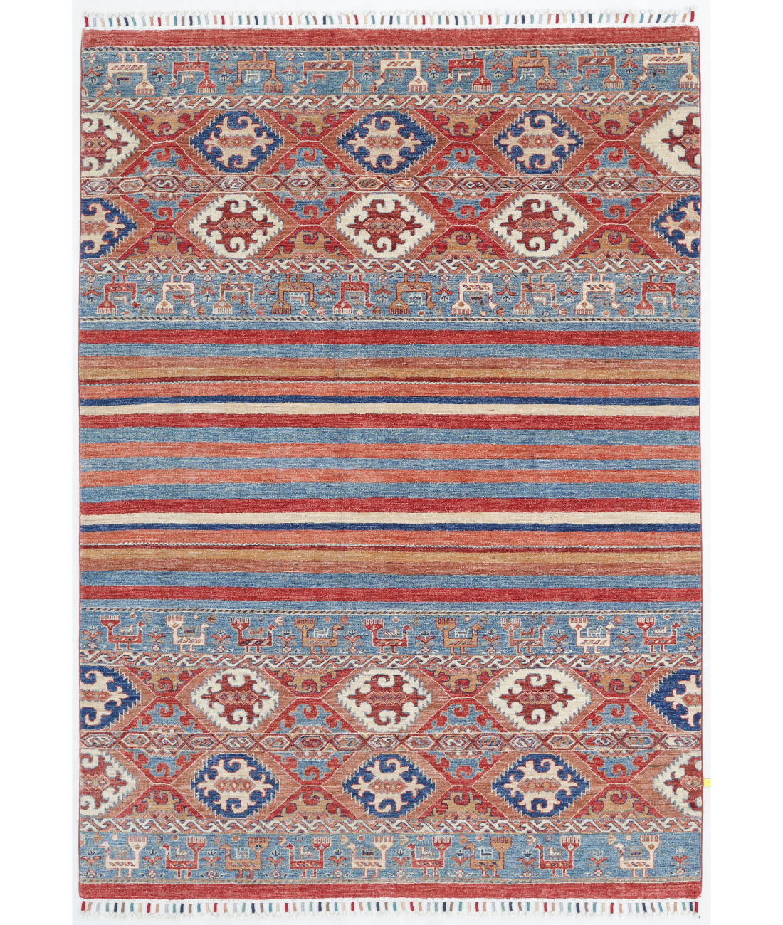 Hand Knotted Khurjeen Wool Rug 5' 9" X 8' 0" 5' 9" X 8' 0" (175 X 244) / Multi / Blue