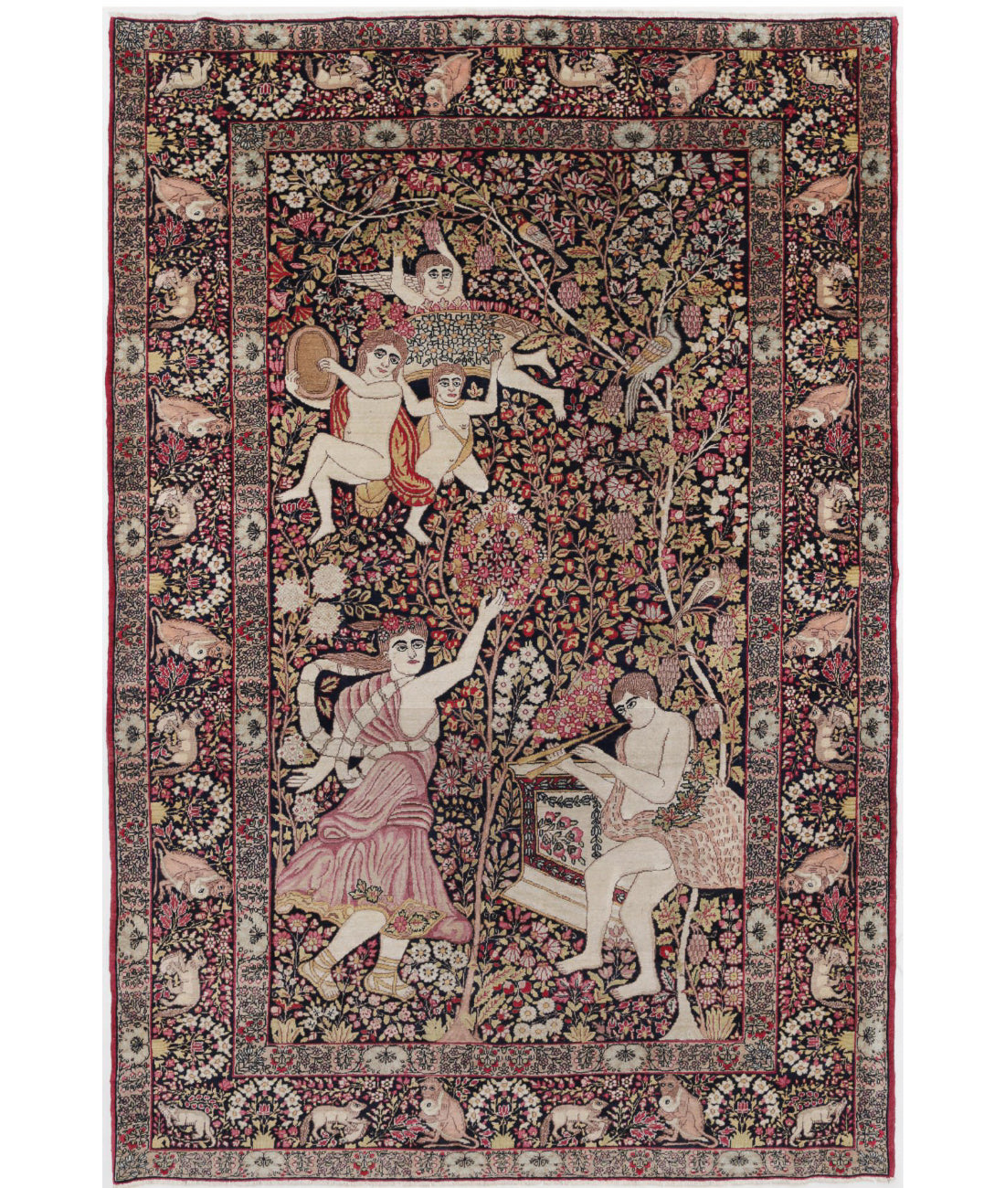 Kerman 4'10'' X 7'5'' Hand-Knotted Wool Rug 4'10'' x 7'5'' (145 X 223) / Black / Burgundy