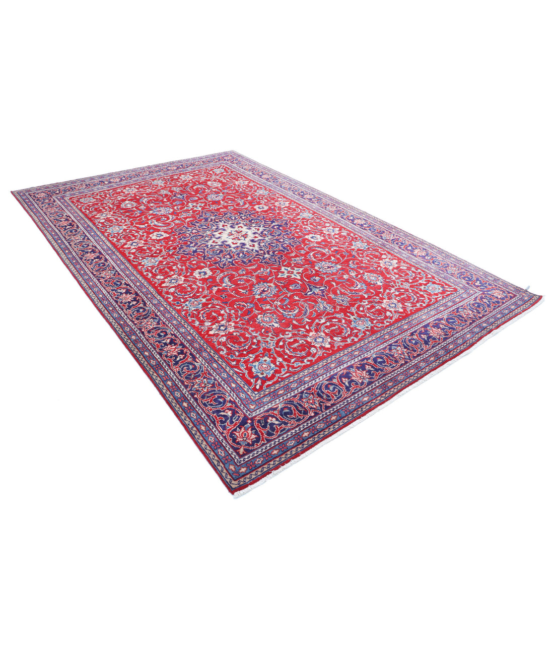 Mahal 6'10'' X 10'5'' Hand-Knotted Wool Rug 6'10'' x 10'5'' (205 X 313) / Red / Blue