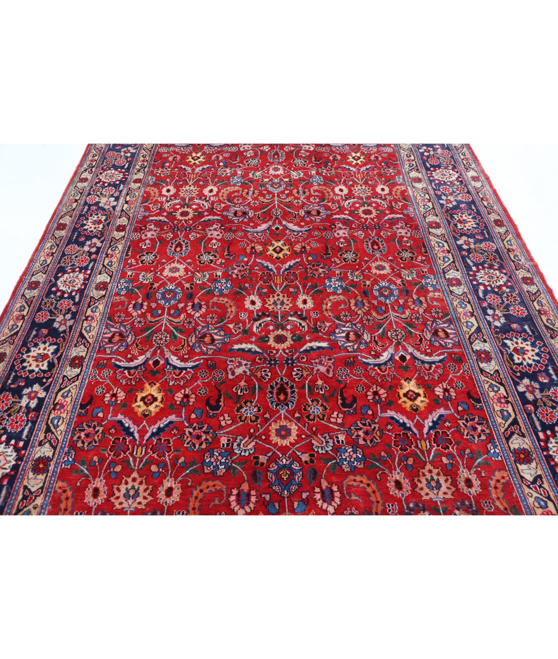 Mahal 6'9'' X 9'6'' Hand-Knotted Wool Rug 6'9'' x 9'6'' (203 X 285) / Red / Blue