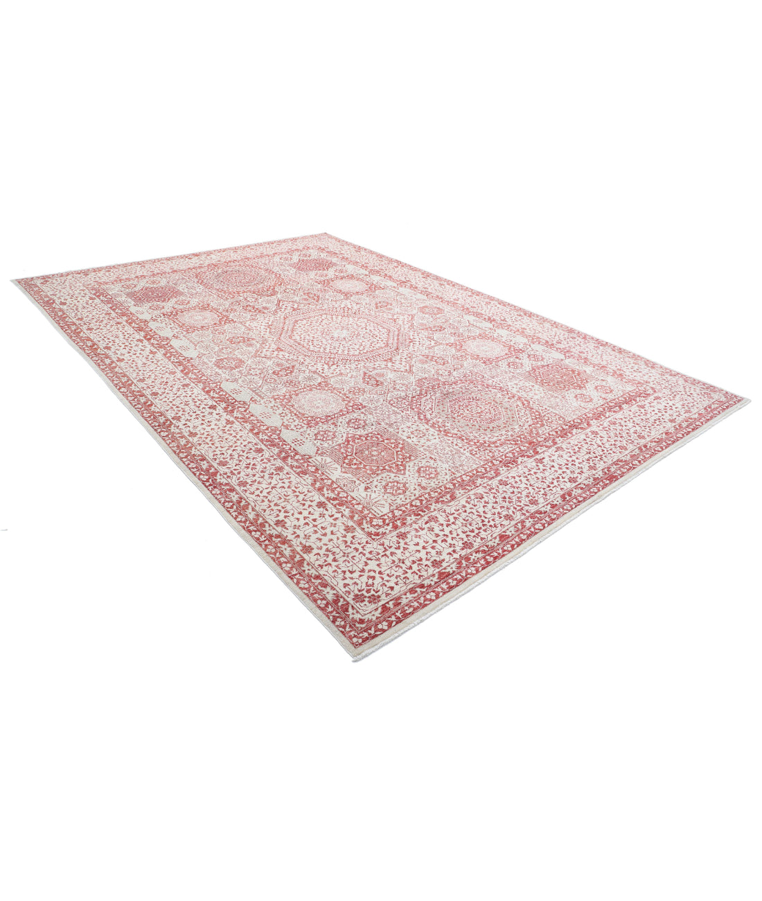 Mamluk 8'11'' X 12'8'' Hand-Knotted Wool Rug 8'11'' x 12'8'' (268 X 380) / Ivory / Red