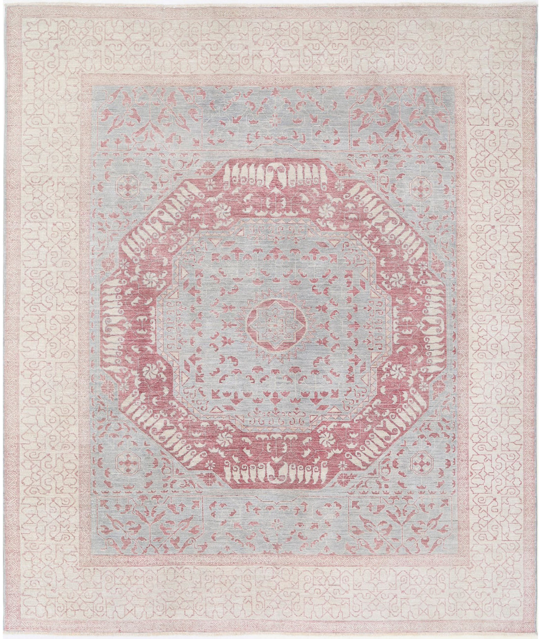 Mamluk 7'11'' X 9'4'' Hand-Knotted Wool Rug 7'11'' x 9'4'' (238 X 280) / Blue / Ivory