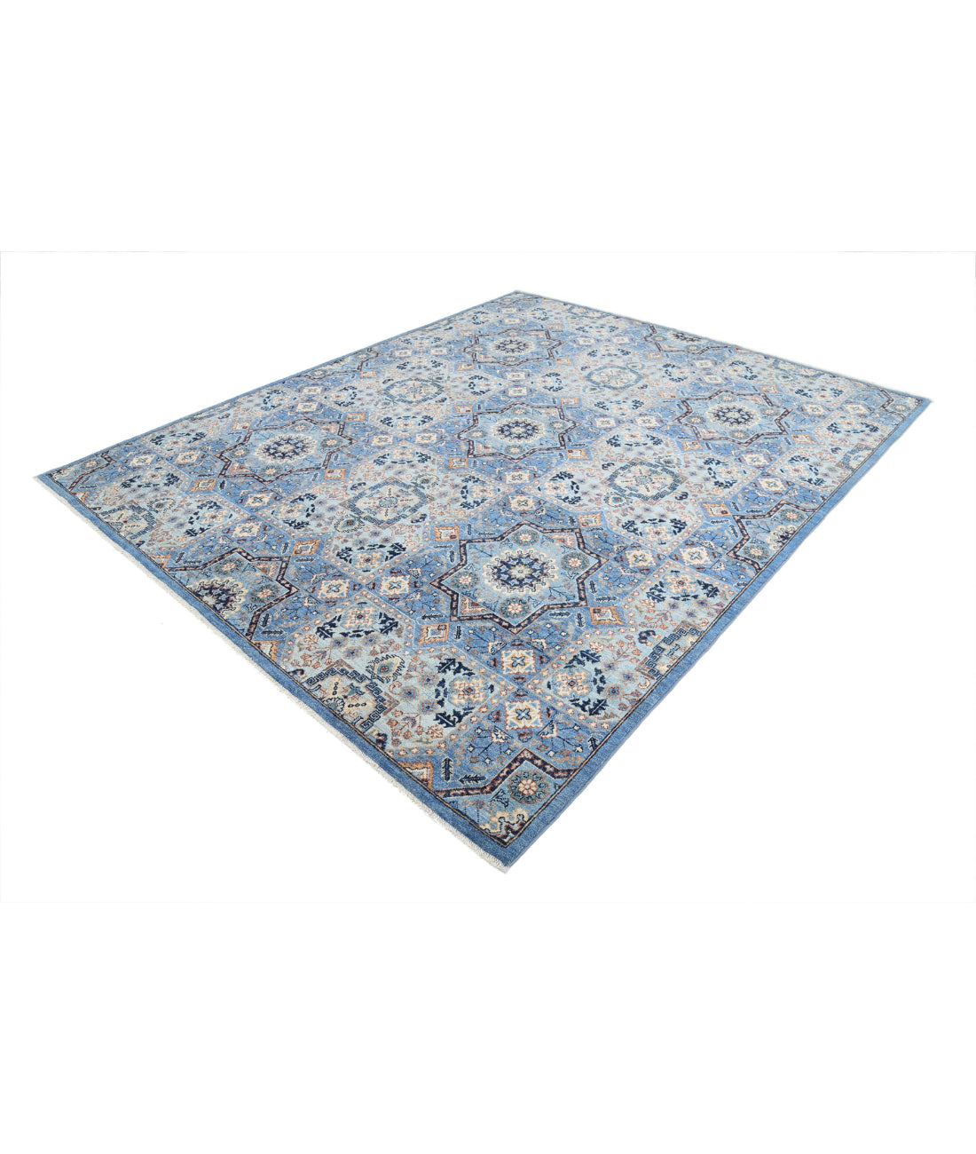 Mamluk 8'0'' X 9'9'' Hand-Knotted Wool Rug 8'0'' x 9'9'' (240 X 293) / Blue / Blue