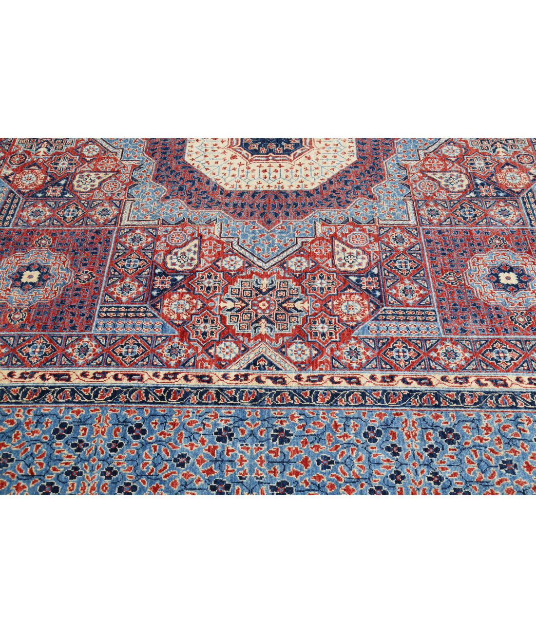 Mamluk 10'1'' X 13'8'' Hand-Knotted Wool Rug 10'1'' x 13'8'' (303 X 410) / Red / Blue