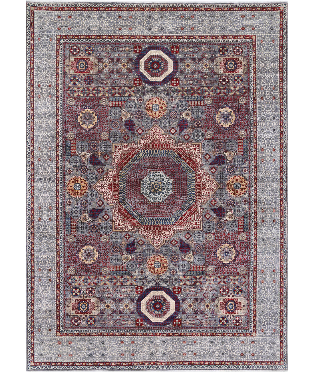 Mamluk 9'11'' X 14'0'' Hand-Knotted Wool Rug 9'11'' x 14'0'' (298 X 420) / Grey / Grey
