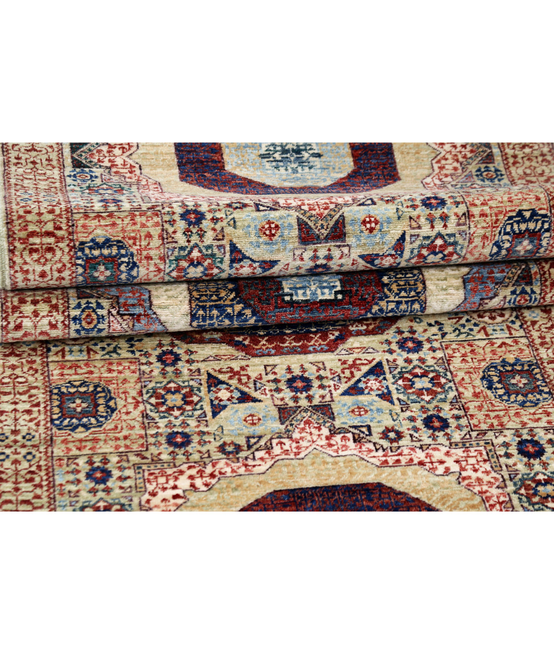 Mamluk 2'5'' X 17'3'' Hand-Knotted Wool Rug 2'5'' x 17'3'' (73 X 518) / Green / Rust