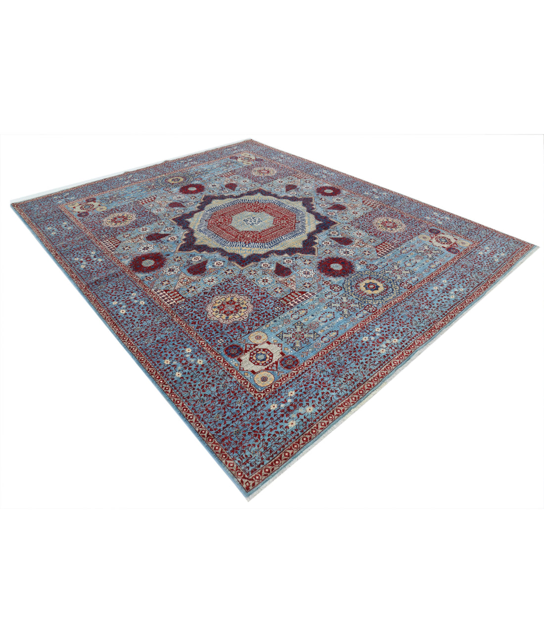 Mamluk 8'1'' X 9'10'' Hand-Knotted Wool Rug 8'1'' x 9'10'' (243 X 295) / Blue / Blue