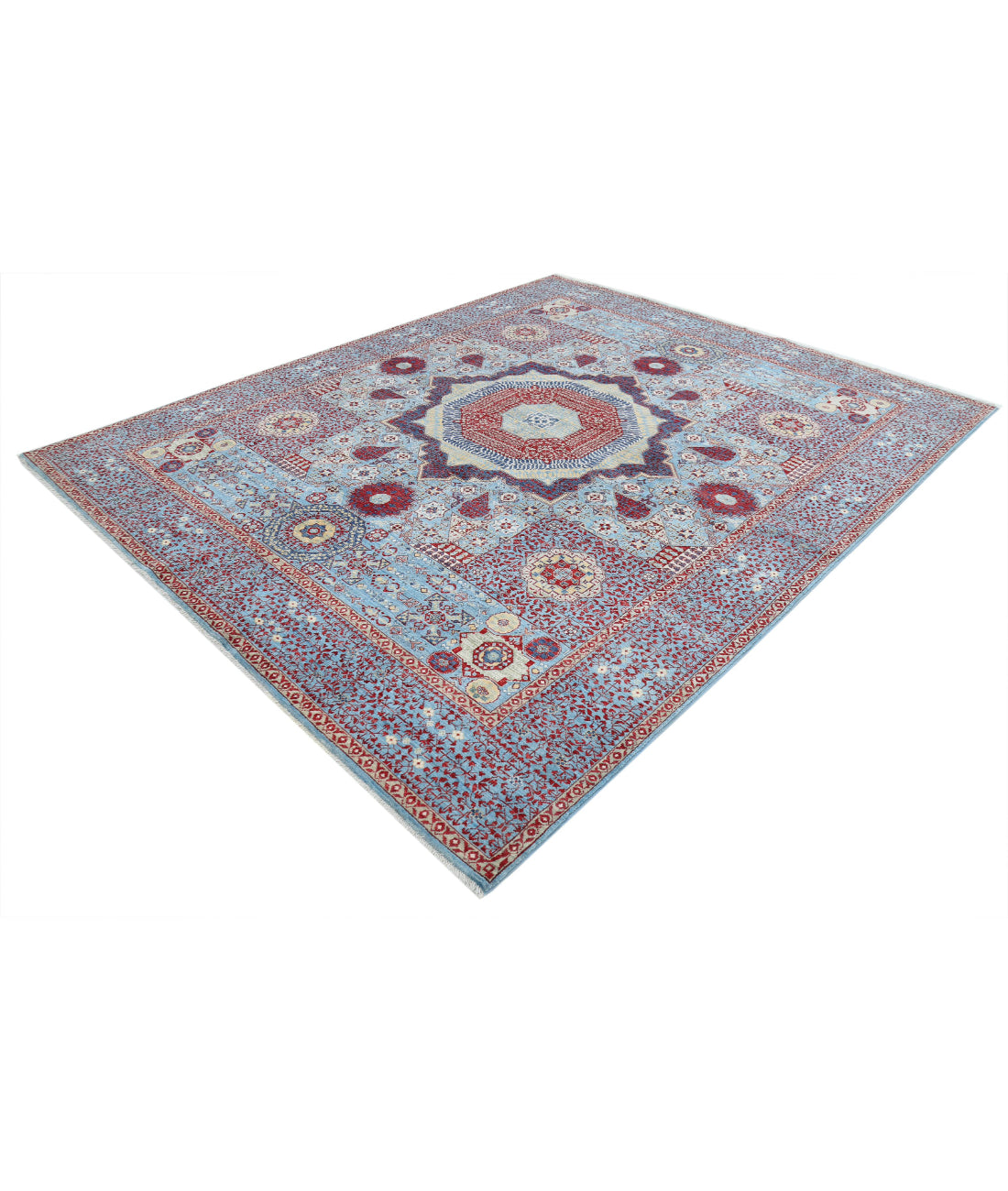 Mamluk 8'1'' X 9'10'' Hand-Knotted Wool Rug 8'1'' x 9'10'' (243 X 295) / Blue / Blue
