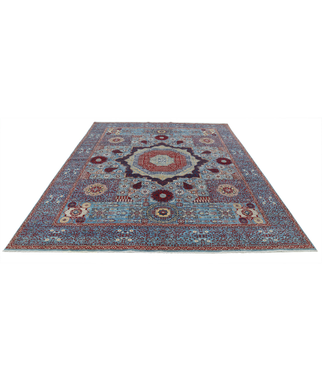 Mamluk 8'1'' X 9'10'' Hand-Knotted Wool Rug 8'1'' x 9'10'' (243 X 295) / Blue / Blue