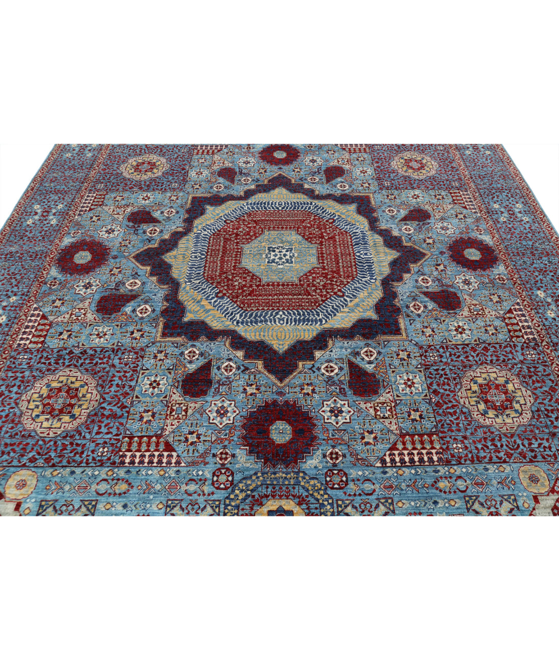 Mamluk 8'1'' X 9'10'' Hand-Knotted Wool Rug 8'1'' x 9'10'' (243 X 295) / Blue / Blue