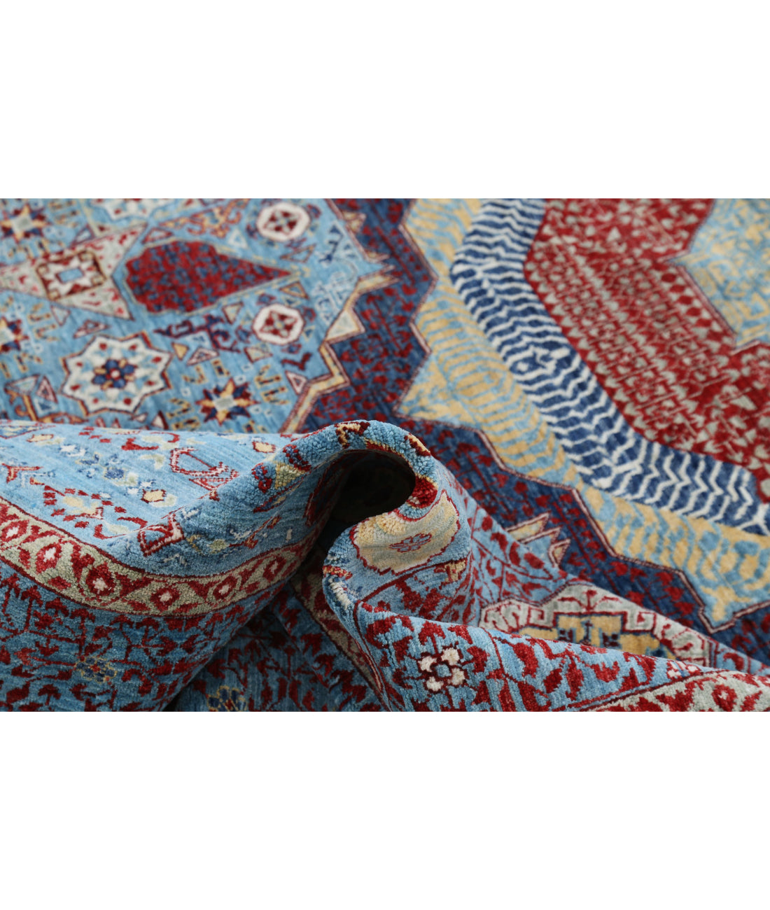 Mamluk 8'1'' X 9'10'' Hand-Knotted Wool Rug 8'1'' x 9'10'' (243 X 295) / Blue / Blue