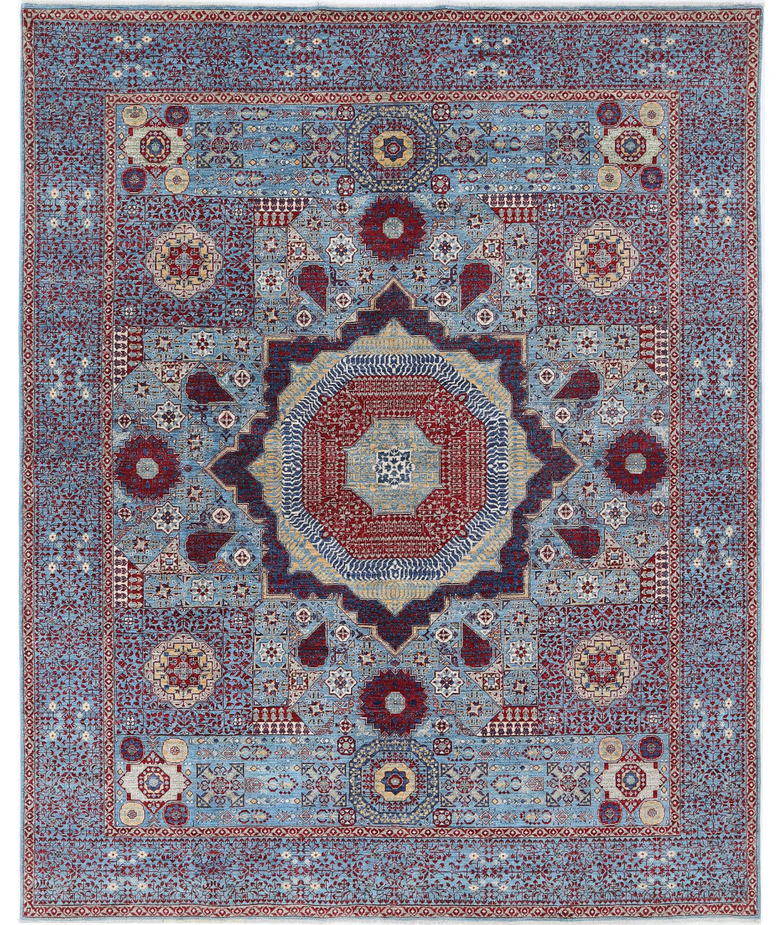 Mamluk 8'1'' X 9'10'' Hand-Knotted Wool Rug 8'1'' x 9'10'' (243 X 295) / Blue / Blue