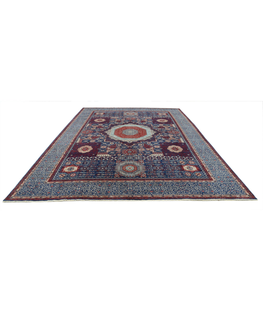 Mamluk 9'11'' X 13'11'' Hand-Knotted Wool Rug 9'11'' x 13'11'' (298 X 418) / Blue / Blue