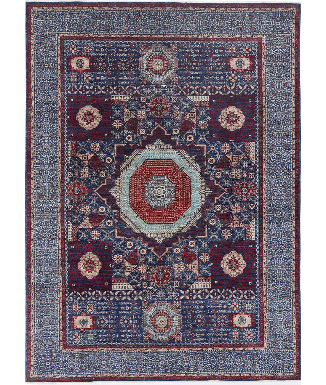Mamluk 9'11'' X 13'11'' Hand-Knotted Wool Rug 9'11'' x 13'11'' (298 X 418) / Blue / Blue