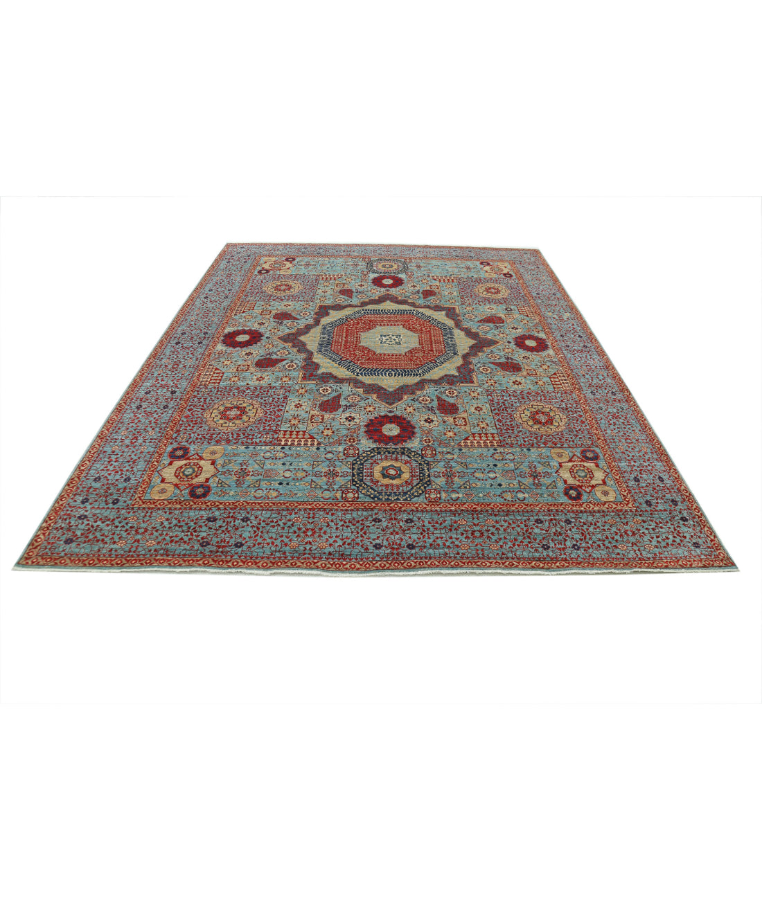 Mamluk 7'11'' X 9'11'' Hand-Knotted Wool Rug 7'11'' x 9'11'' (238 X 298) / Blue / Blue