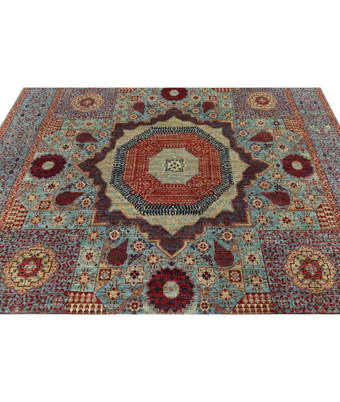 Mamluk 7'11'' X 9'11'' Hand-Knotted Wool Rug 7'11'' x 9'11'' (238 X 298) / Blue / Blue