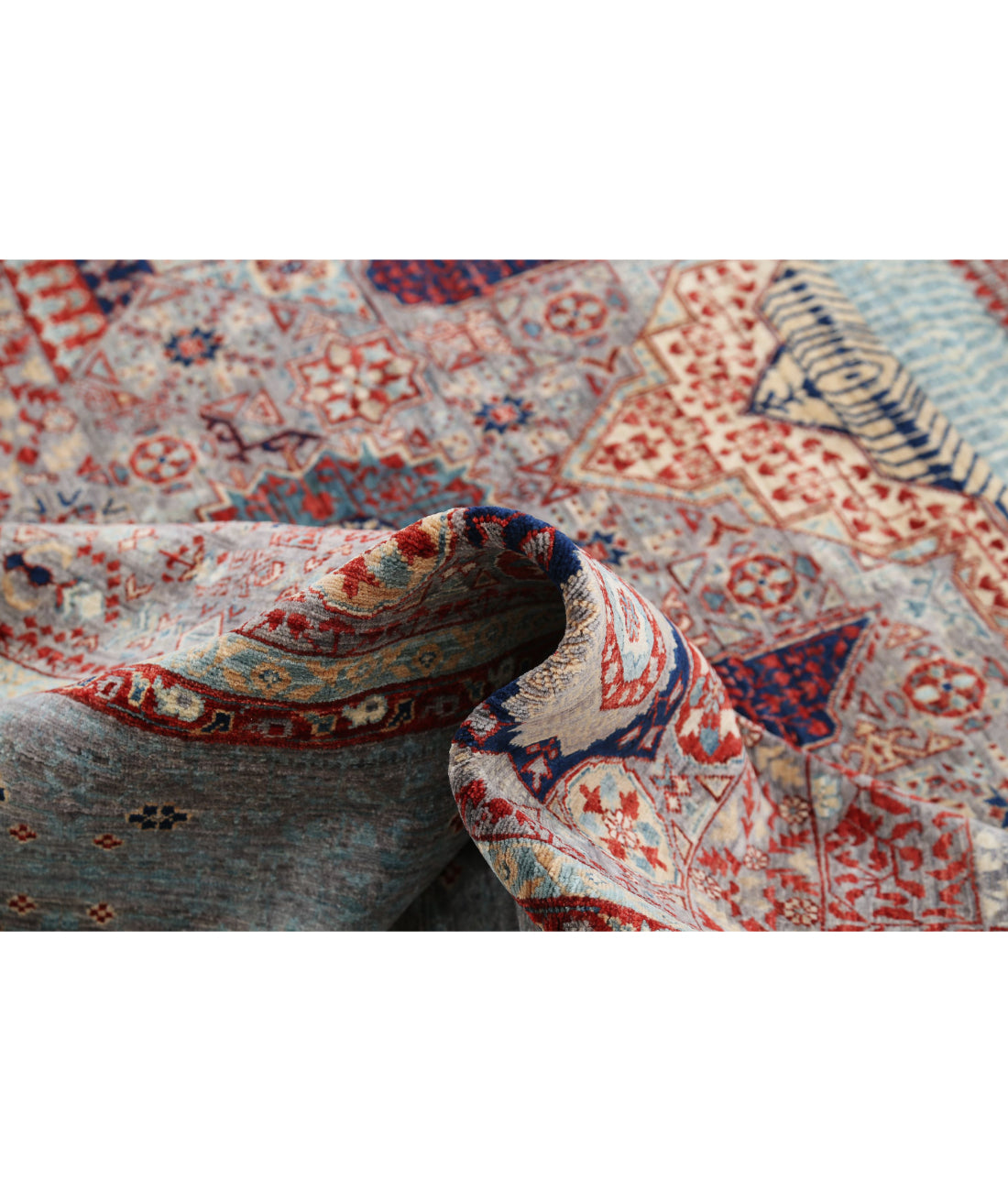 Mamluk 8'10'' X 11'10'' Hand-Knotted Wool Rug 8'10'' x 11'10'' (265 X 355) / Grey / Blue