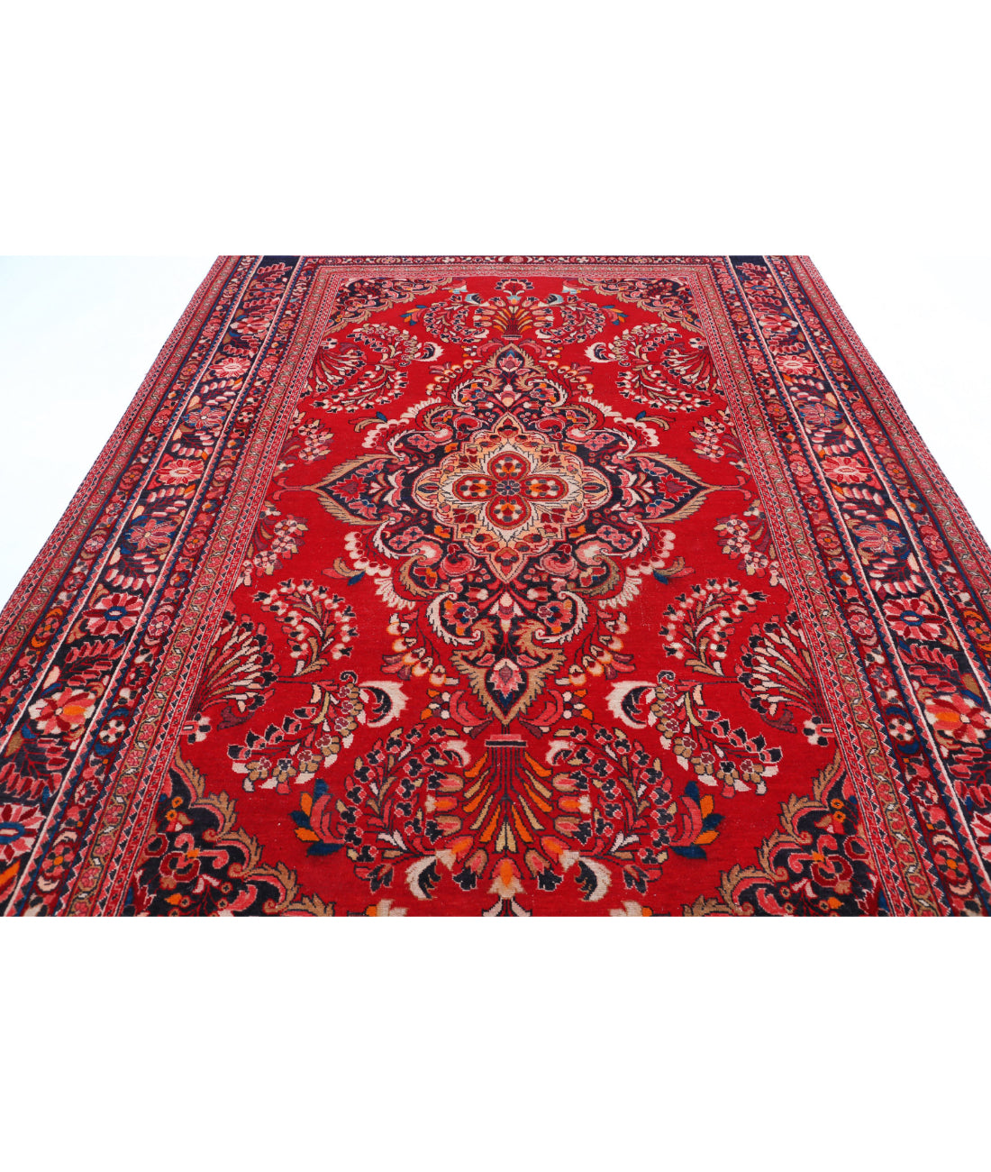 Mashad 7'8'' X 11'11'' Hand-Knotted Wool Rug 7'8'' x 11'11'' (230 X 358) / Red / Blue