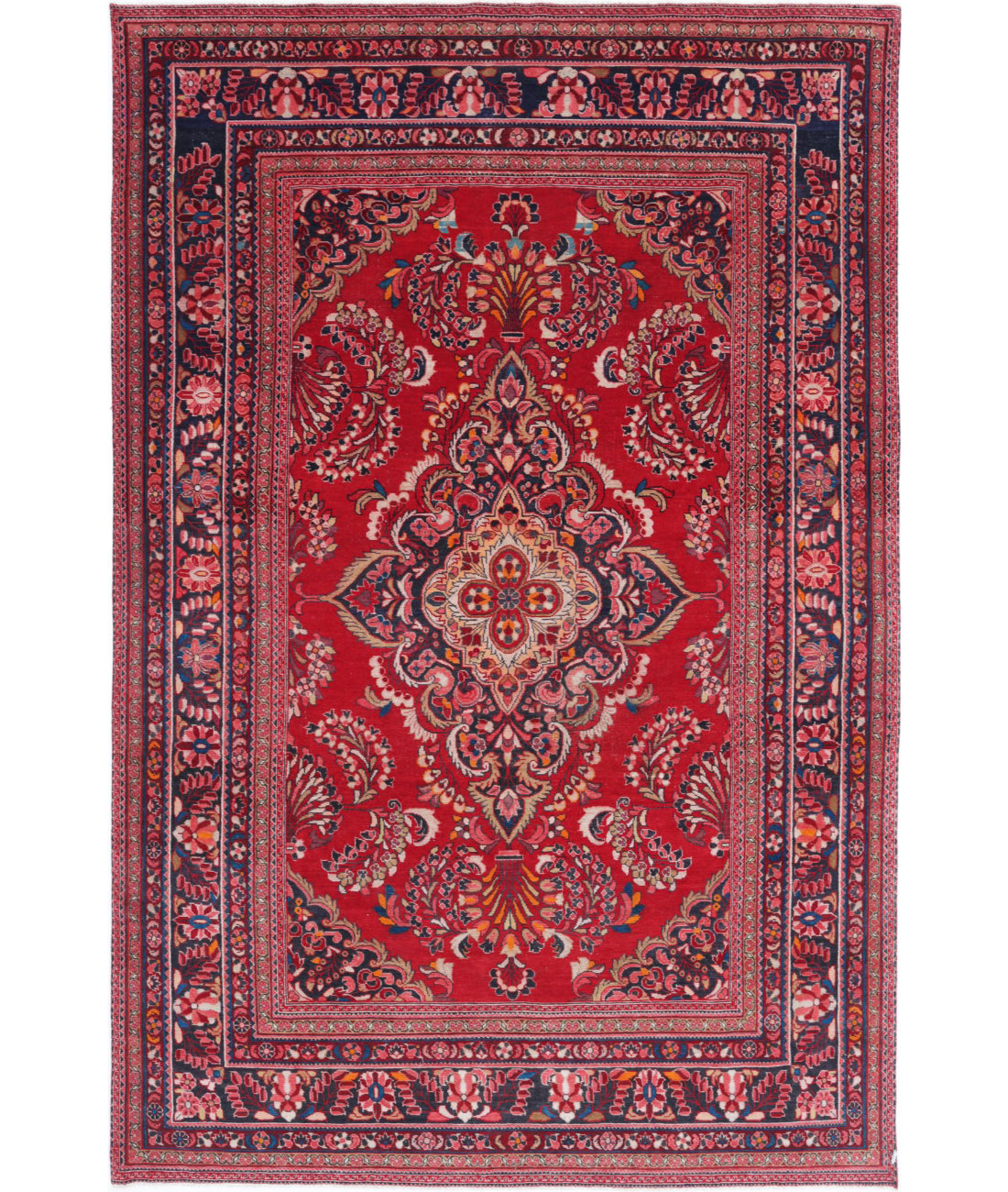 Mashad 7'8'' X 11'11'' Hand-Knotted Wool Rug 7'8'' x 11'11'' (230 X 358) / Red / Blue