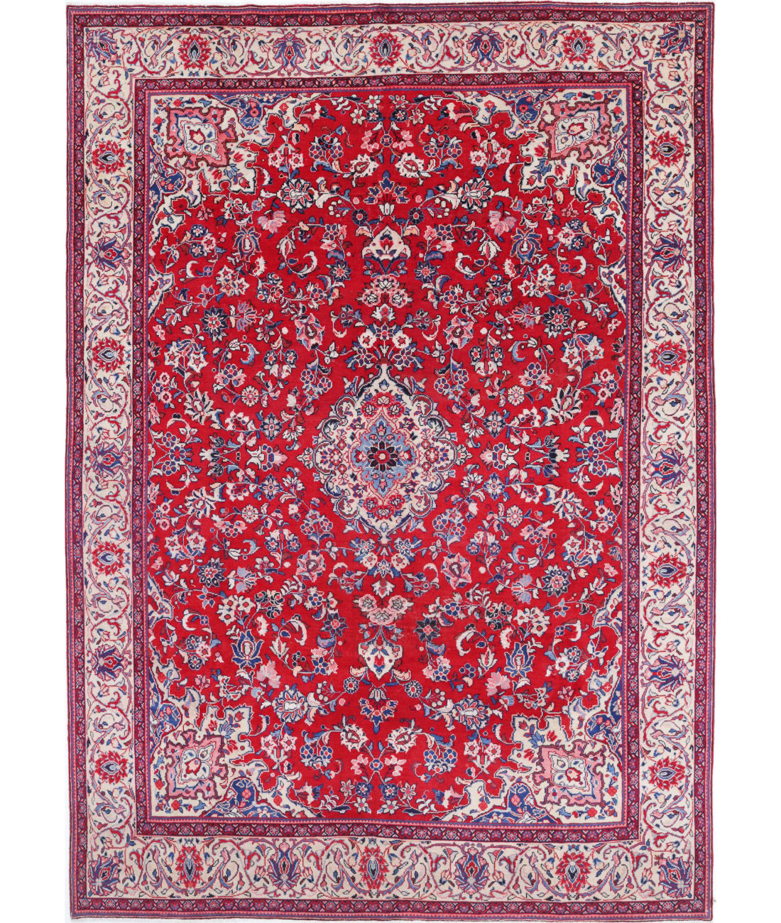 Mashad 8'6'' X 12'1'' Hand-Knotted Wool Rug 8'6'' x 12'1'' (255 X 363) / Red / Ivory