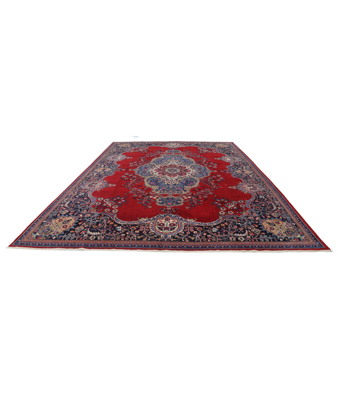 Mashad 10'7'' X 13'7'' Hand-Knotted Wool Rug 10'7'' x 13'7'' (318 X 408) / Red / Blue