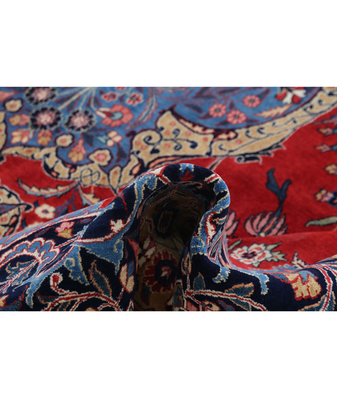 Mashad 10'7'' X 13'7'' Hand-Knotted Wool Rug 10'7'' x 13'7'' (318 X 408) / Red / Blue
