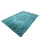 Overdye 6'3'' X 9'1'' Hand-Knotted Wool Rug 6'3'' x 9'1'' (188 X 273) / Teal / Charcoal
