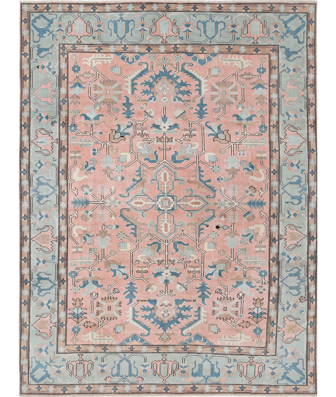 Vintage 8'9'' X 11'6'' Hand-Knotted Wool Rug 8'9'' x 11'6'' (263 X 345) / Pink / Blue