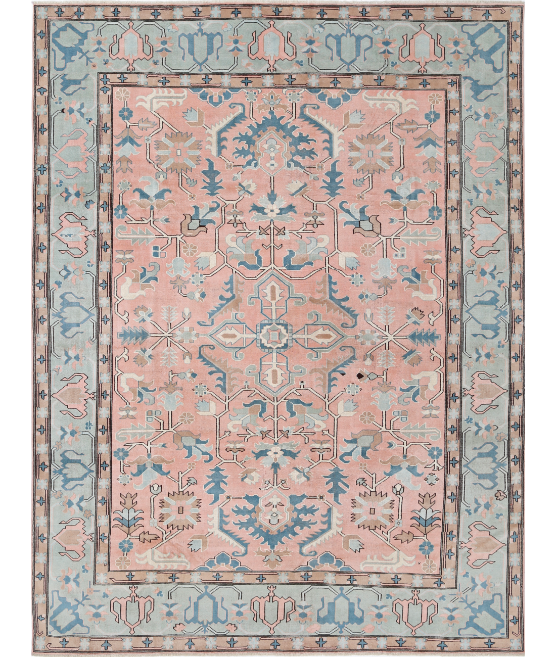 Vintage 8'9'' X 11'6'' Hand-Knotted Wool Rug 8'9'' x 11'6'' (263 X 345) / Pink / Blue