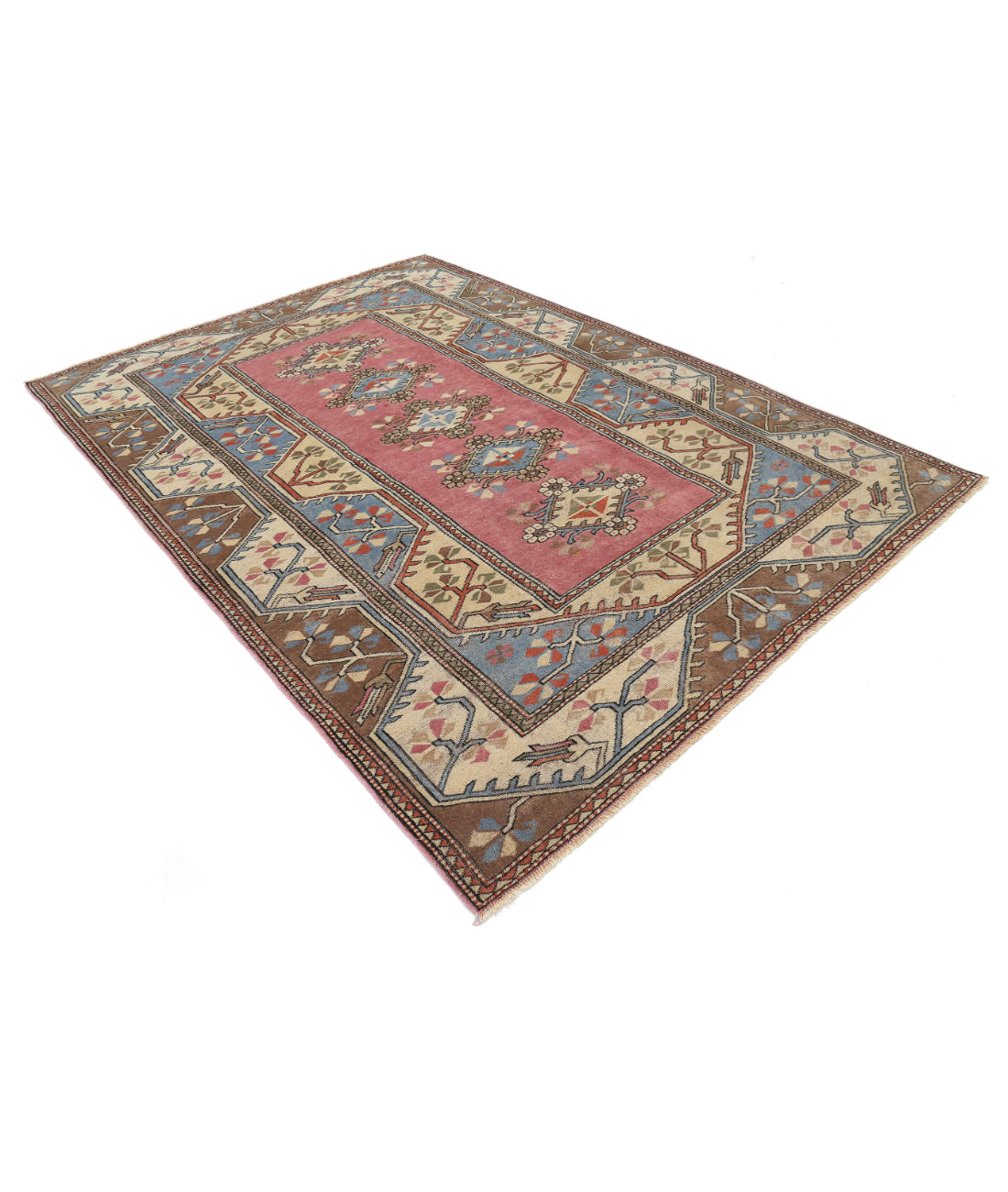 Vintage 6'9'' X 9'3'' Hand-Knotted Wool Rug 6'9'' x 9'3'' (203 X 278) / Pink / Ivory