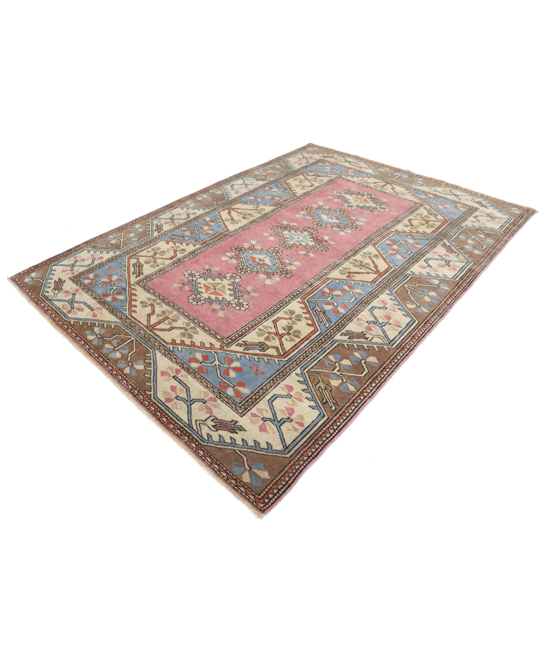 Vintage 6'9'' X 9'3'' Hand-Knotted Wool Rug 6'9'' x 9'3'' (203 X 278) / Pink / Ivory