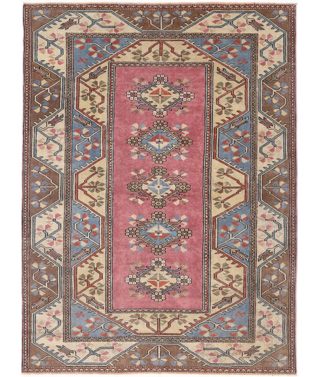 Vintage 6'9'' X 9'3'' Hand-Knotted Wool Rug 6'9'' x 9'3'' (203 X 278) / Pink / Ivory