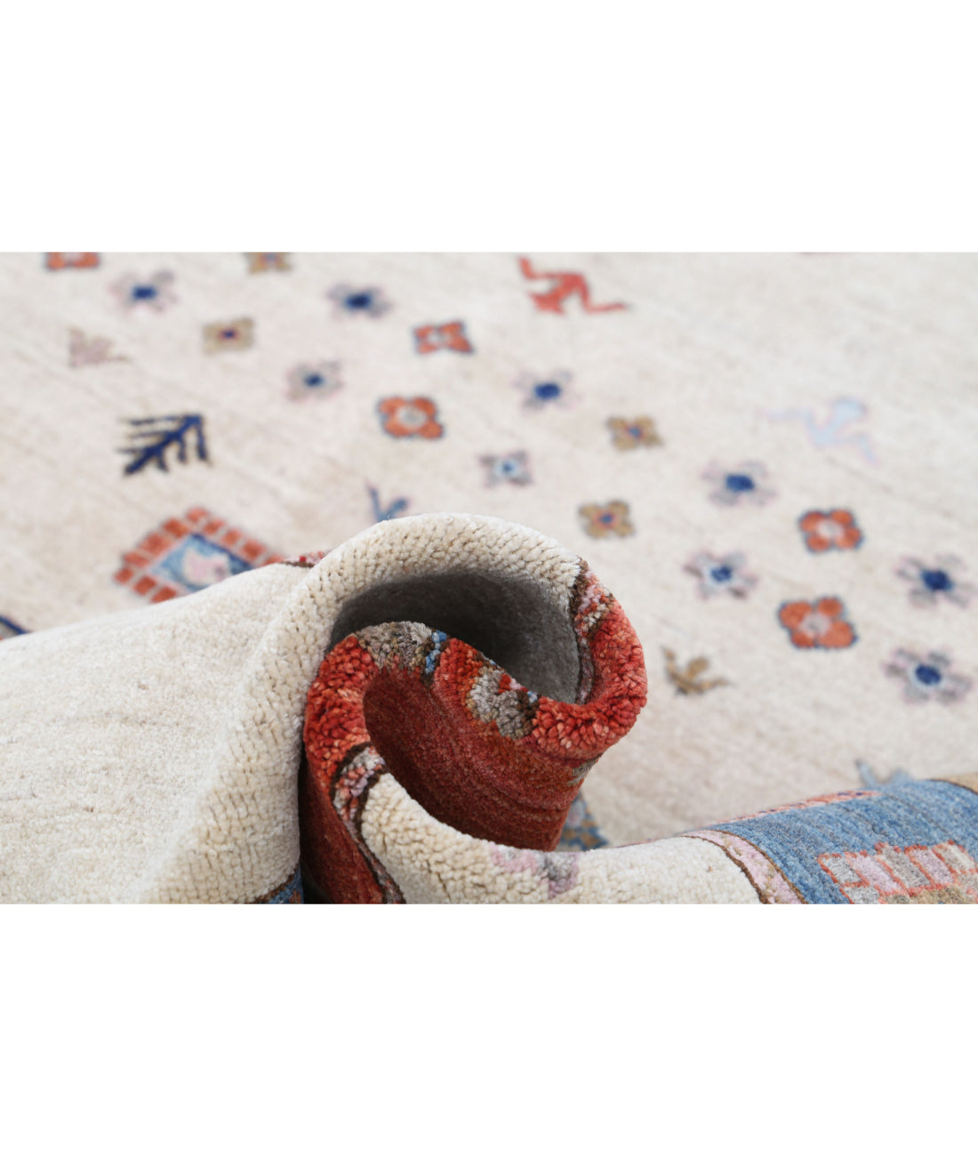 Gabbeh 8'0'' X 9'7'' Hand-Knotted Wool Rug 8'0'' x 9'7'' (240 X 288) / Ivory / Red