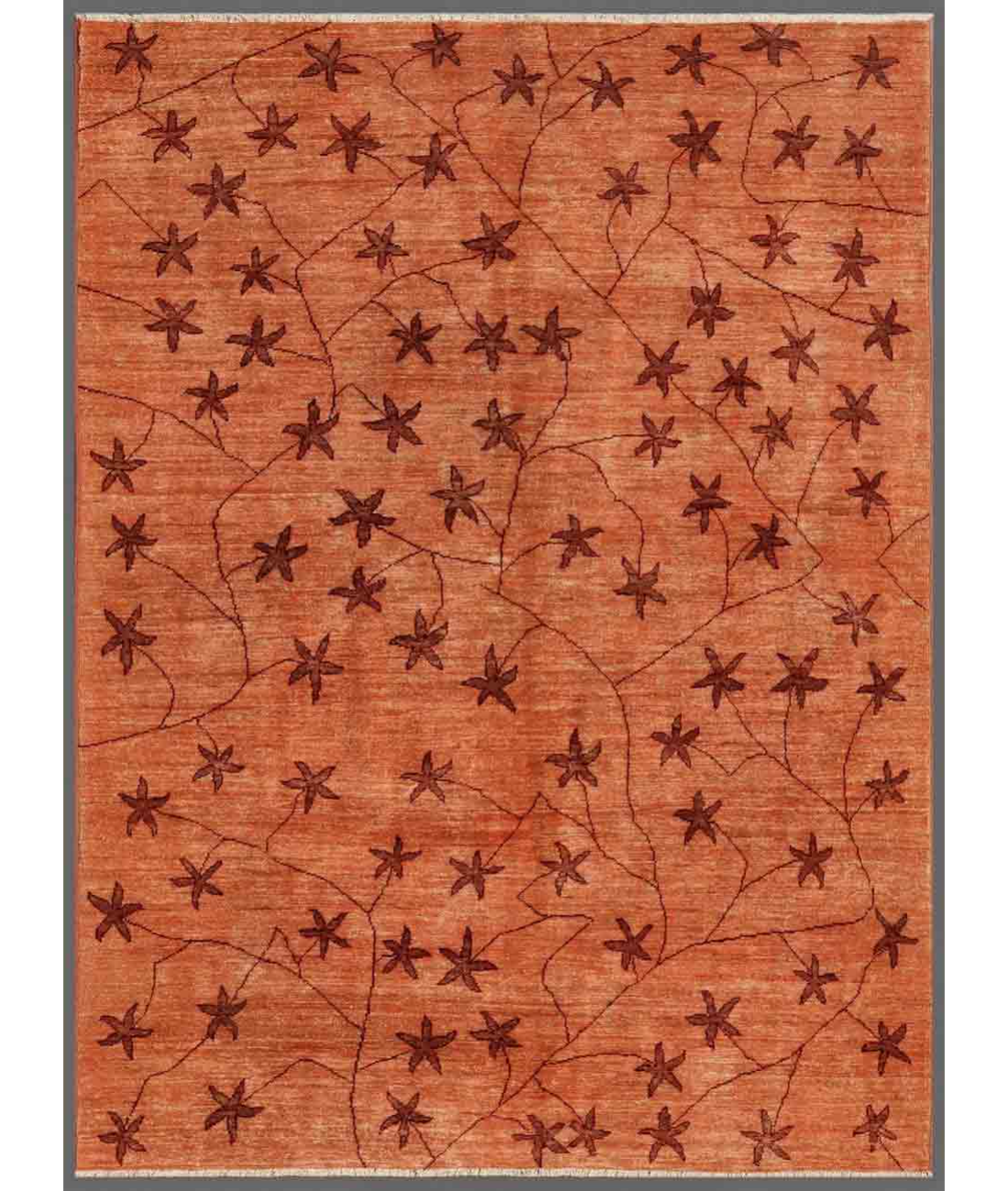 Hand Knotted Modcar Wool Rug 5' 0" X 6' 7" 5' 0" X 6' 7" (152 X 201) / Pink / Brown