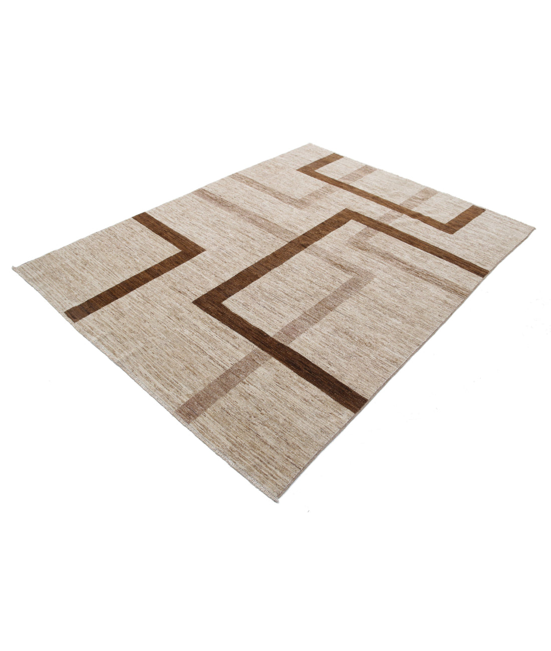 Modcar 5'7'' X 7'5'' Hand-Knotted Wool Rug 5'7'' x 7'5'' (168 X 223) / Brown / Brown