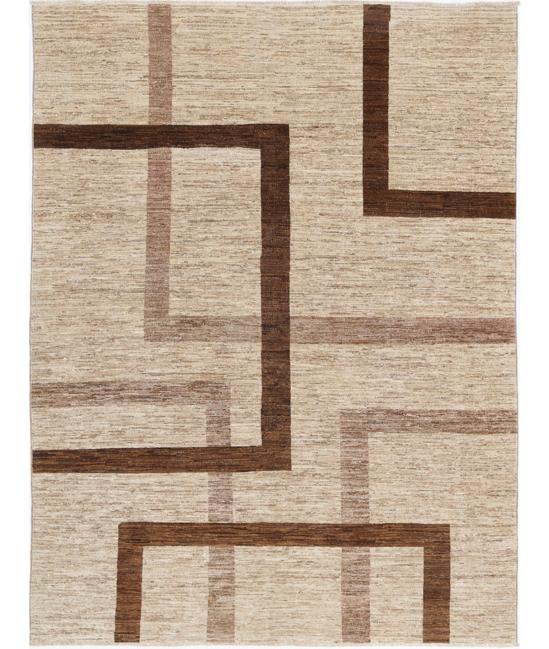 Modcar 5'7'' X 7'5'' Hand-Knotted Wool Rug 5'7'' x 7'5'' (168 X 223) / Brown / Brown